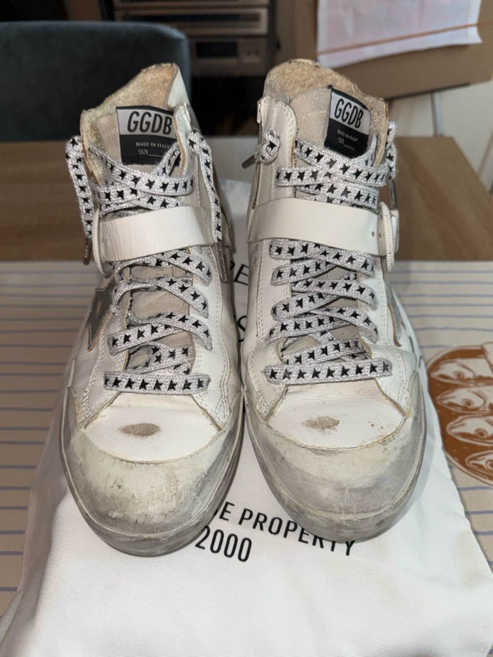 EUC Golden Goose Francy Texas Buckle Strap - Upgraded Star Laces - Size 38/8 - Picture 3 of 10